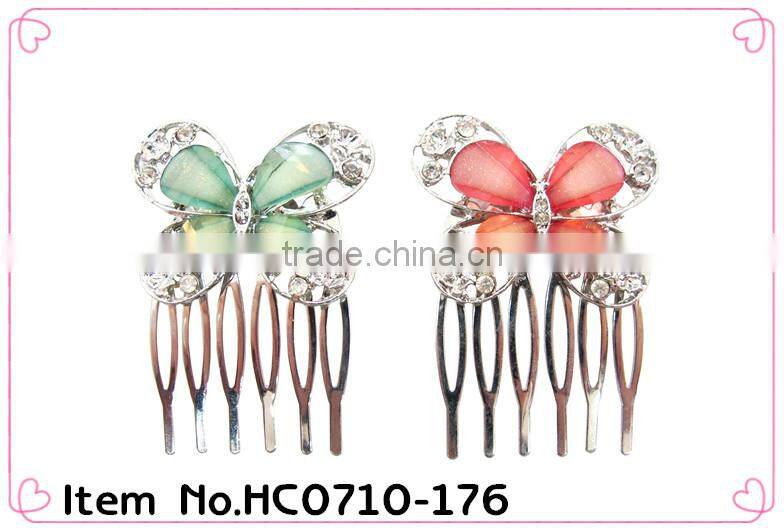 High quality blue rhinestone crystal hair comb