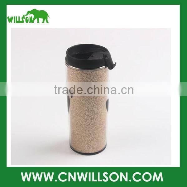 Hot Sales 350ml double wall stainless steel promotional thermal travel coffee mug with insert paper