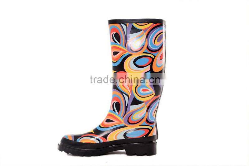 Western colourful and cheap rubber ladies rain boots for women