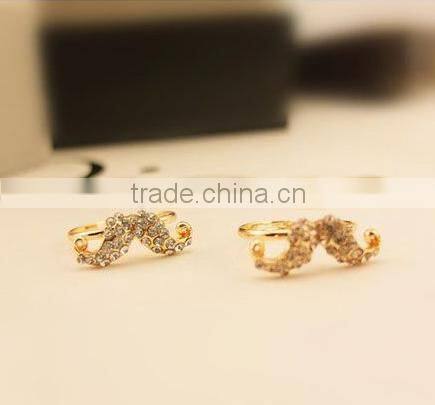 humor and popular smart mustache diamante rings