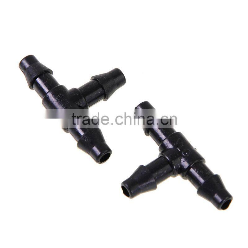 50 Pcs 1/4" Barbed Hydroponic Top Drip Plastic Tee Connectors for Cooling System