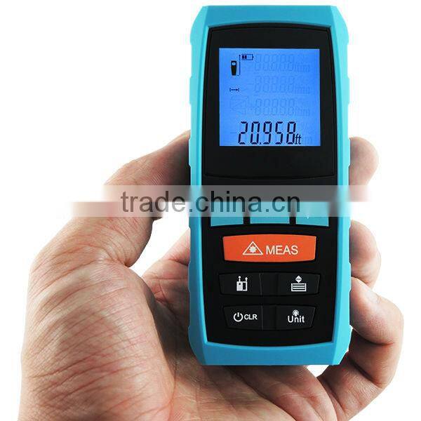 Measure Area Volume Pythagoras 60M/197ft Range Finder +/-1.5mm Accuracy Meter Feet Inches Units Digital Laser Meter Tool