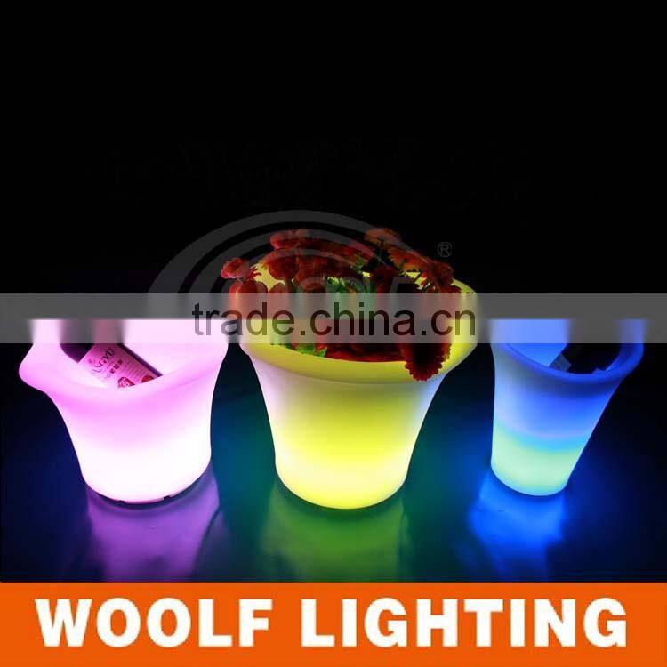 Plastic Outdoor Garden Decor Rechargeable LED Ice Bucket