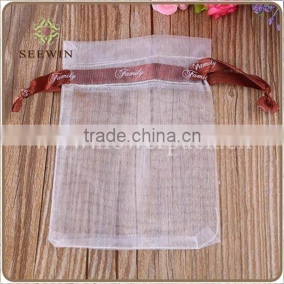 9*12cm customed logo printed Organza gift pouch