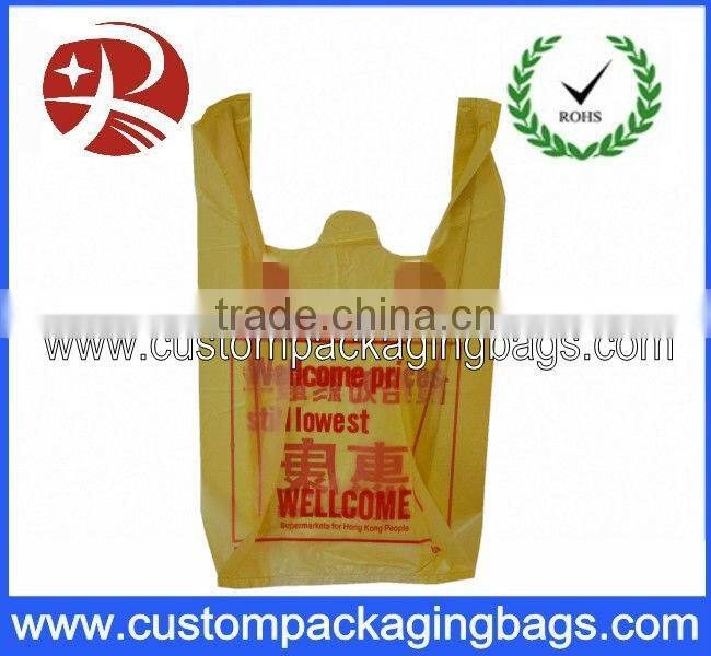 Light yellow with printing red LOGO T-shirt biodased shopping bag