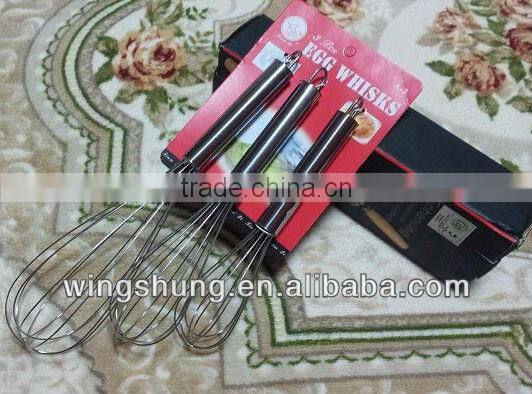 Handle Milk Whisk Quality Deluxe 3pcs Stainless Steel Egg Beater Whipping Cream - Mixing Batte