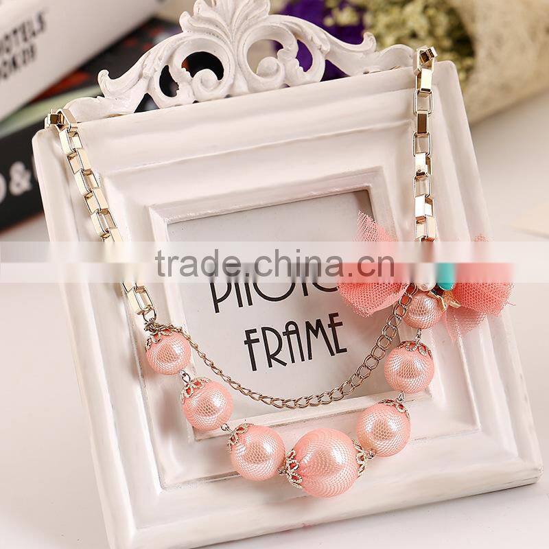 Last fashion jewelry for laddy,pearl chain necklace