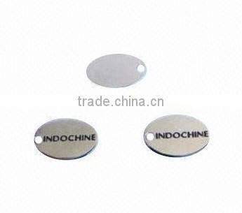 custom made oval engraved metal silver jewelry tags