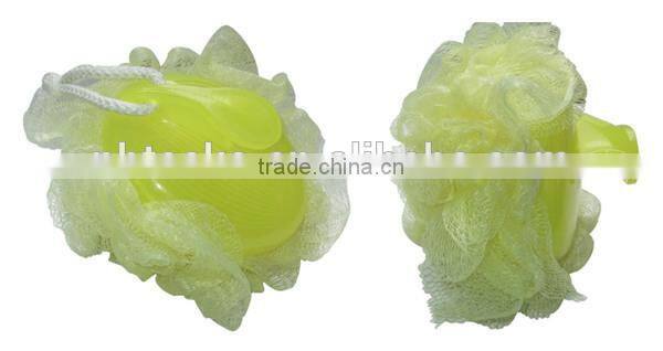 High quality shower body scrubber/bath flower ball with handle