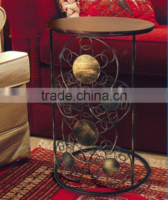 Wood top "NEW" Circle Motif end table round Sofa Side Table