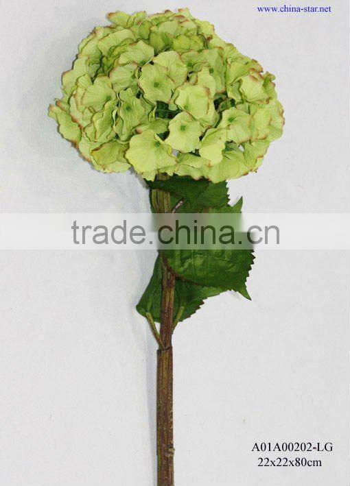 real touch light green single hydrangea