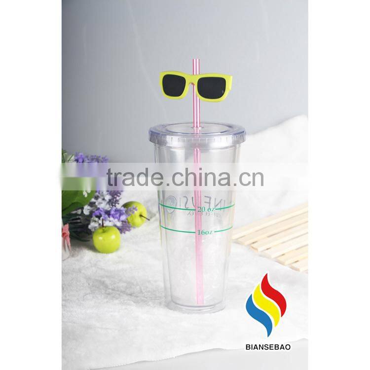with straw lid figurines 16oz double wall clear diy plastic tumbler