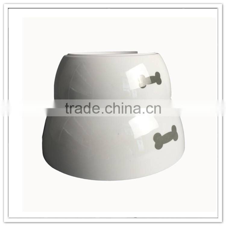 Pet products supply factory ceramic like break-resistant different sizes bone printing plastic pet bowl, melamine pet food bowl