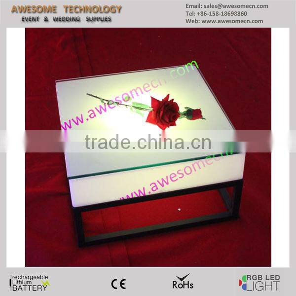 stainless steel frame led illuminated coffee table wholesale