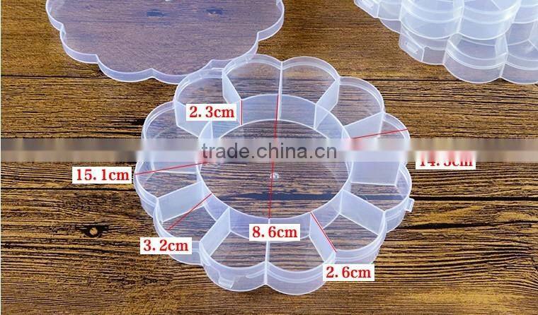 PP Plastic Flower shaped Storage Box Small parts Kits Beads Storage Case Boxes With 13 Compartments
