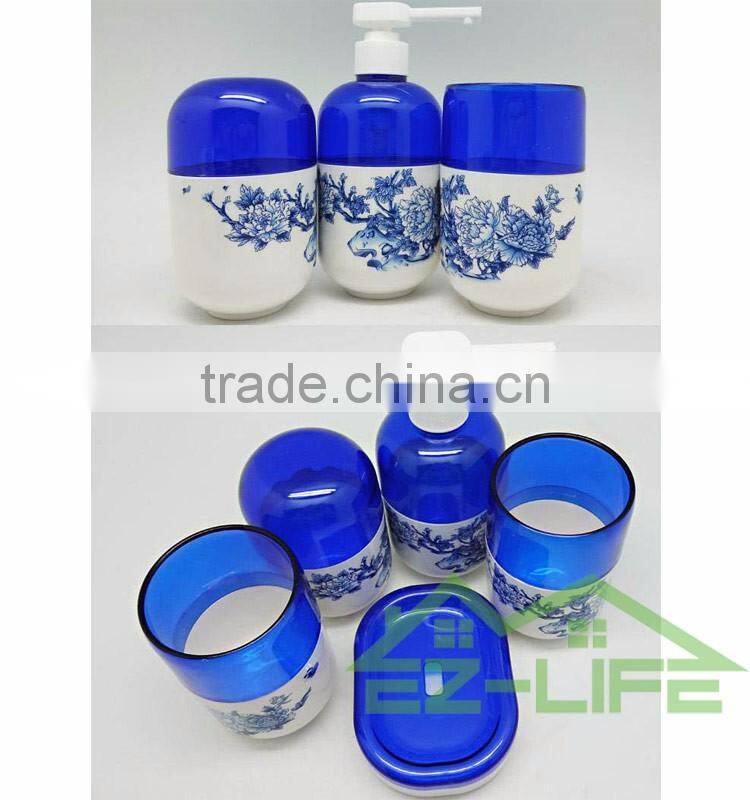 Best 5pcs High quality cool China blue and white Bathroom Accessory Sets