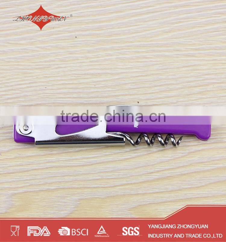 Purple Stainless Steel Wine Corkscrew With Printed Logo