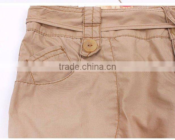 Ladies' 100% cotton twill cropped casual pants
