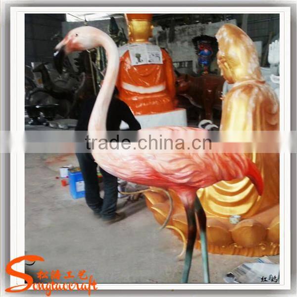 high simulation fiberglass garden statue molds crane statue red-crowned crane statue