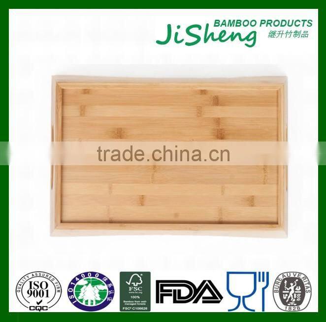 Hot sell top quality bamboo serving tray with handles: serve food, coffee or tea, or use as a party platter
