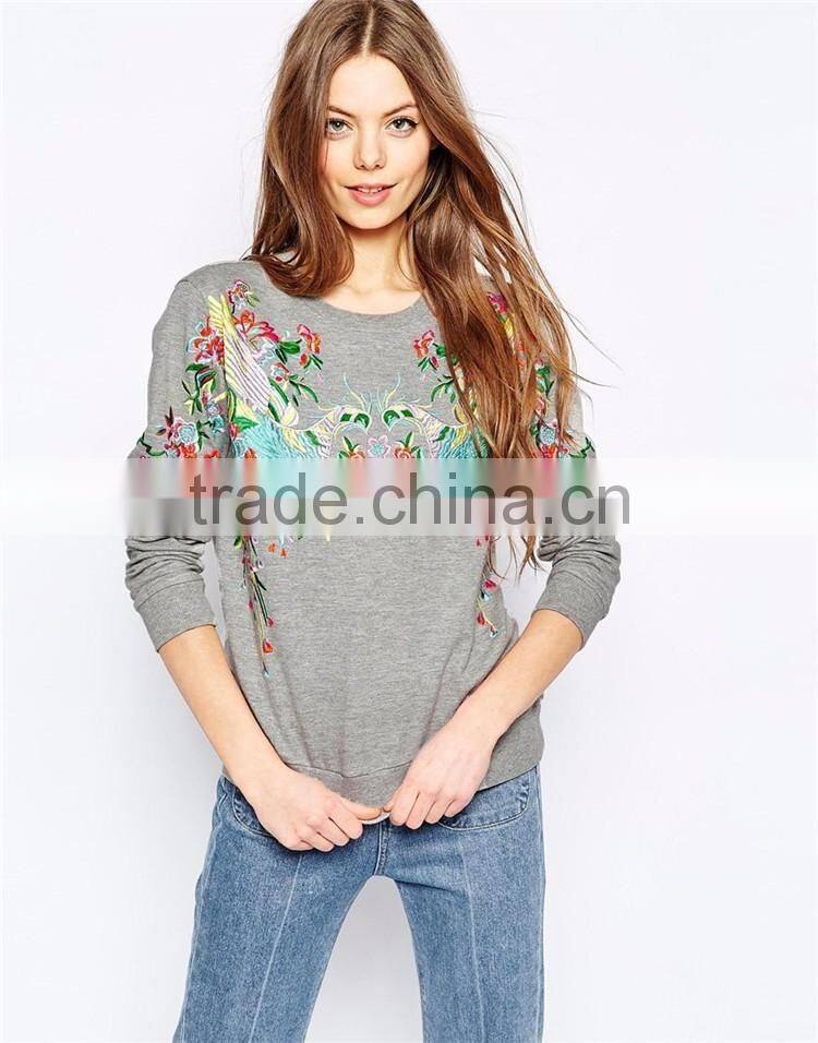 new design spring autum fashion wholesale 100%cotton long sleeve pullover embroidered women bulk hoodies