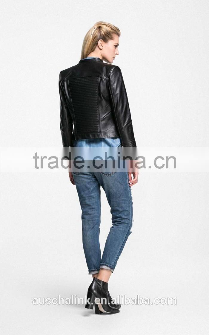 autumn custom short style washed sheep leather jacket fashion design