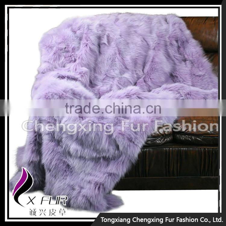 CX-D-123 Patchwork Hand Made Fashion Winter Genuine Fox Fur Carpet Rug