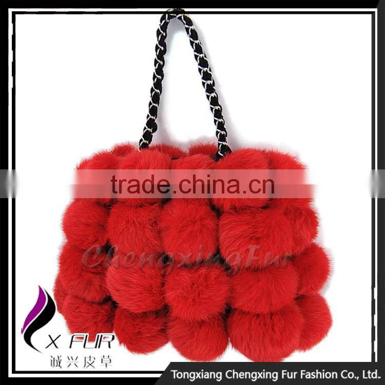 CX-H-11 Korea Fashion Blue Rabbit Fur Hand Bags For Women