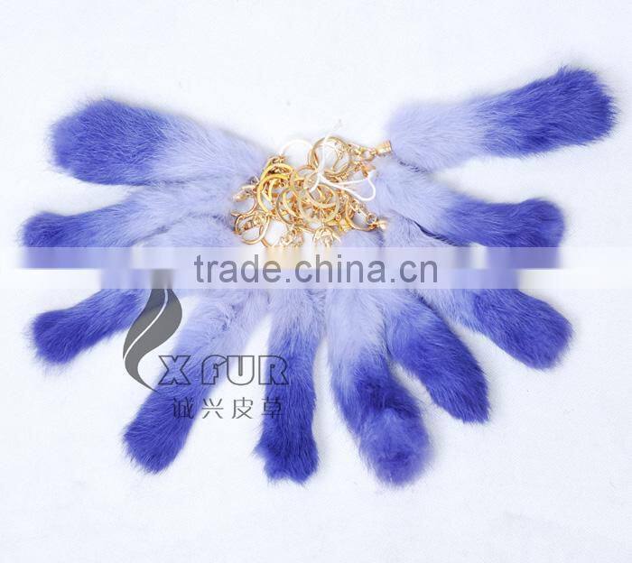 CX-R-39D Fashion Dip Dyed Girls Wholesale Real Rabbit Fur Key Chain Fur