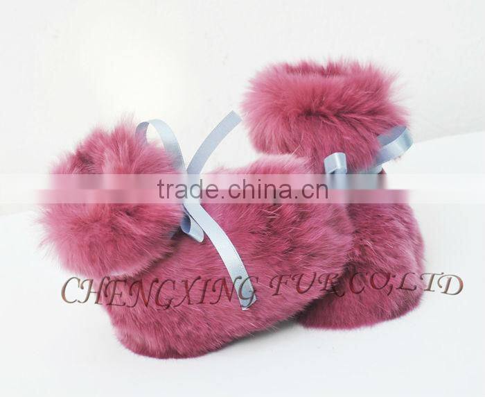 CX-SHOES-07C European Genuine Rabbit Fur Baby Shoes