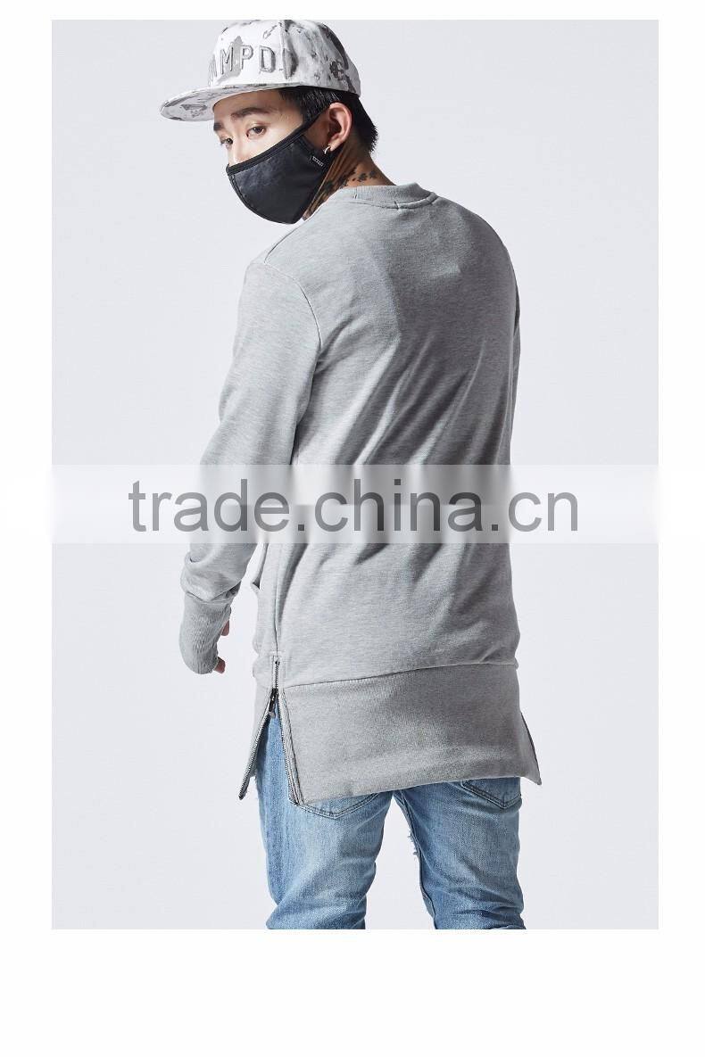 custom wholesale blank longline sweatshirt oversized pullover for men