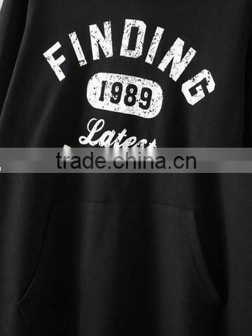 Plus Size Print Letters Ruffle fleece hoody Women Long Hoodie Dress with Hooded