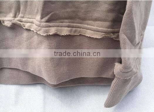 High quality streetwear classic loose hanging shoulder joker fleece/old damage flash head long sleeved fleece for male