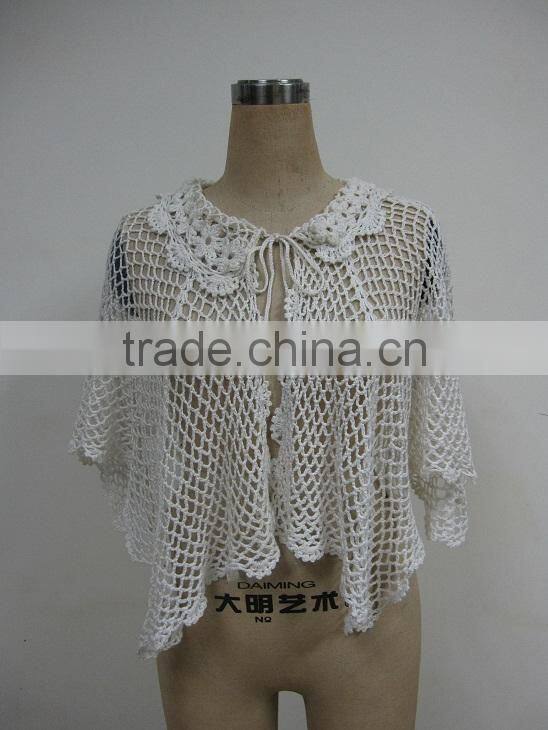 white cotton crochet casual shawl
