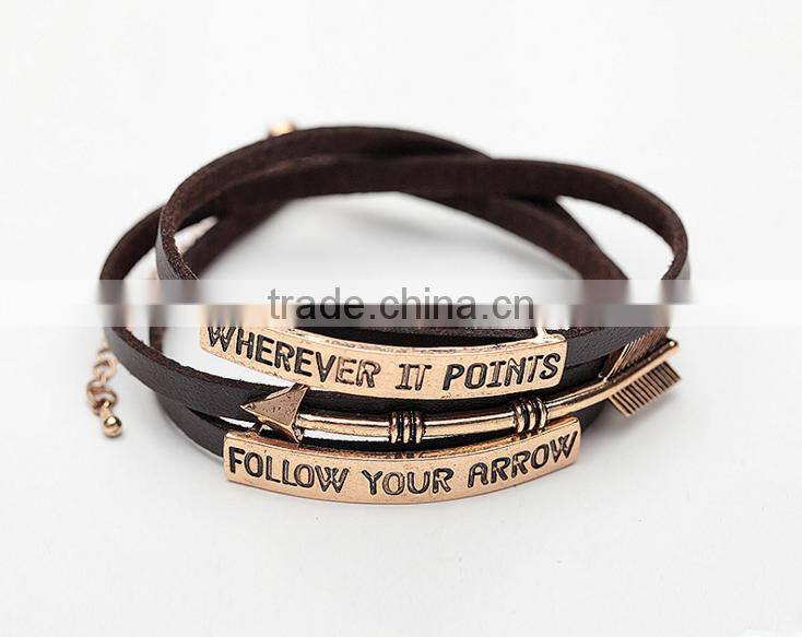 multi wrap alloy circle charm genuine leather bracelets quality black wraps leather bracelets for her gifts 2017