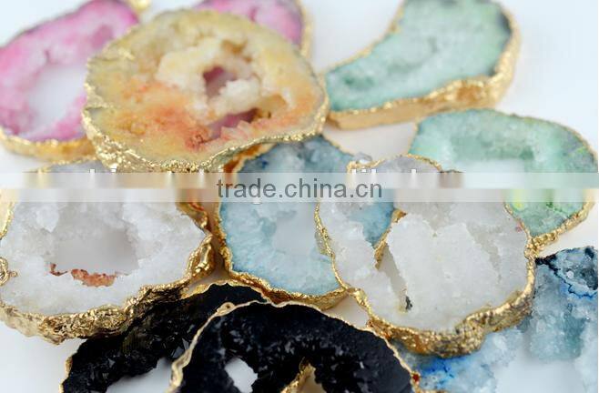 wire wrapped Amethyst quartz stone pendant charms wire wrapped gemstone charms druzy stone pendant for jewelry component 2016