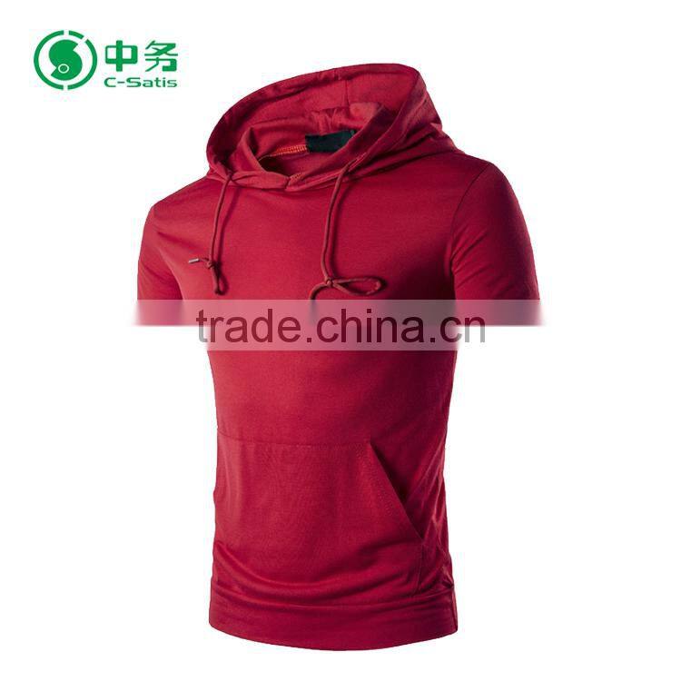 2017 Latest Design Clothing Sublimation Mens Short Sleeve Blank Pullover Hoodies