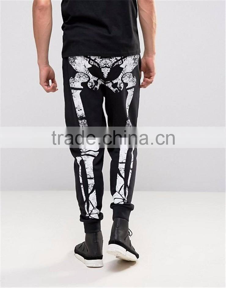 Custom Design Men Casual Pants Halloween Joggers With Skeleton Print Custom Print Cotton Leggings