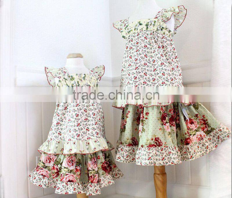 Boho Style Children Boutique Clothing Rose Skirt & Flutter Sleeve Top Sets Girls Outfit Cotton Summer Kids Clothes