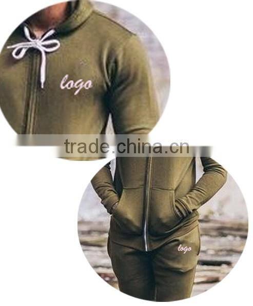 100% cotton gym tracksuit mens slim fit tracksuits custom your own