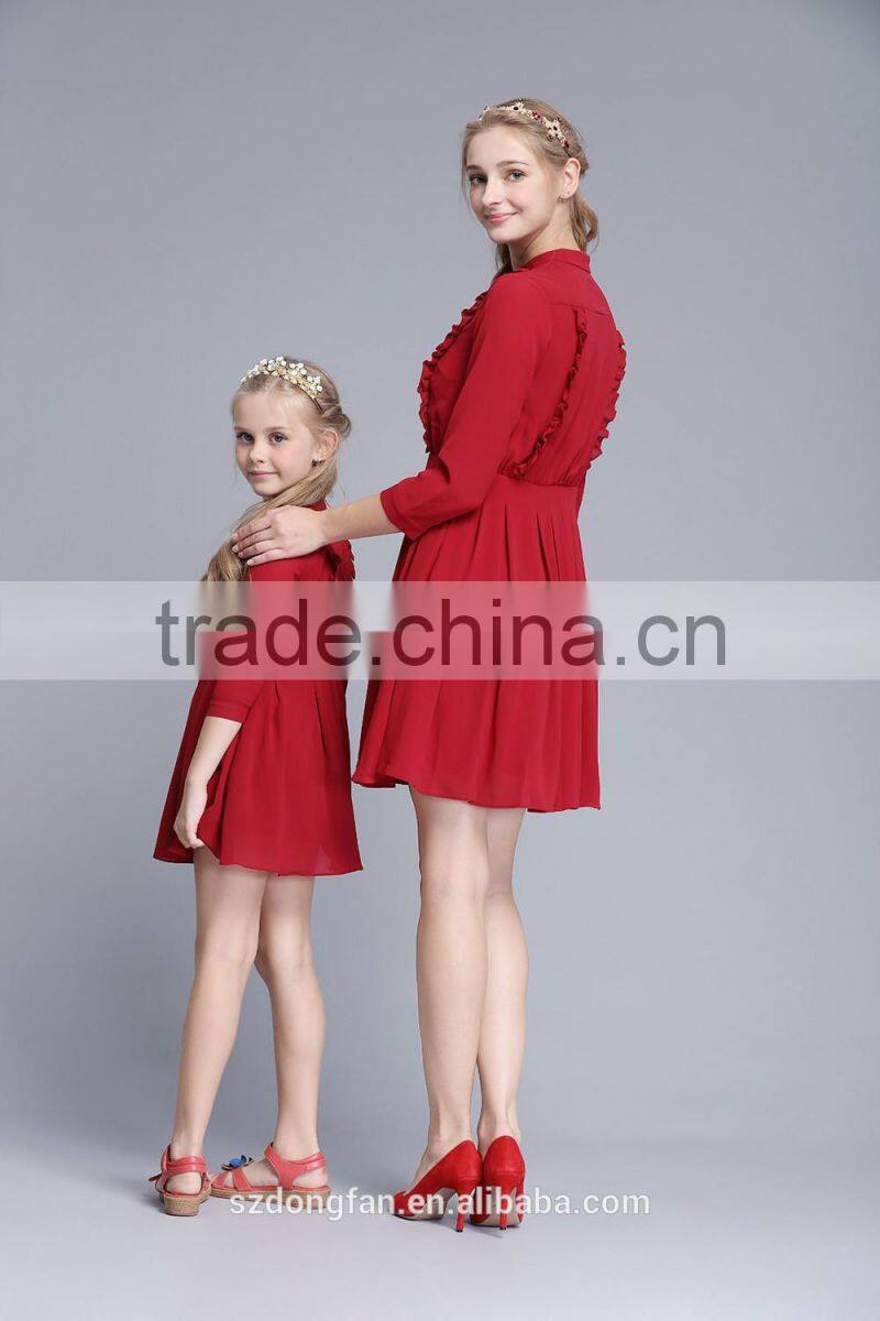 Ruffle Chiffon Fabric Mother Daughter Dresses Latest Frock Designs ForTeenage Girls