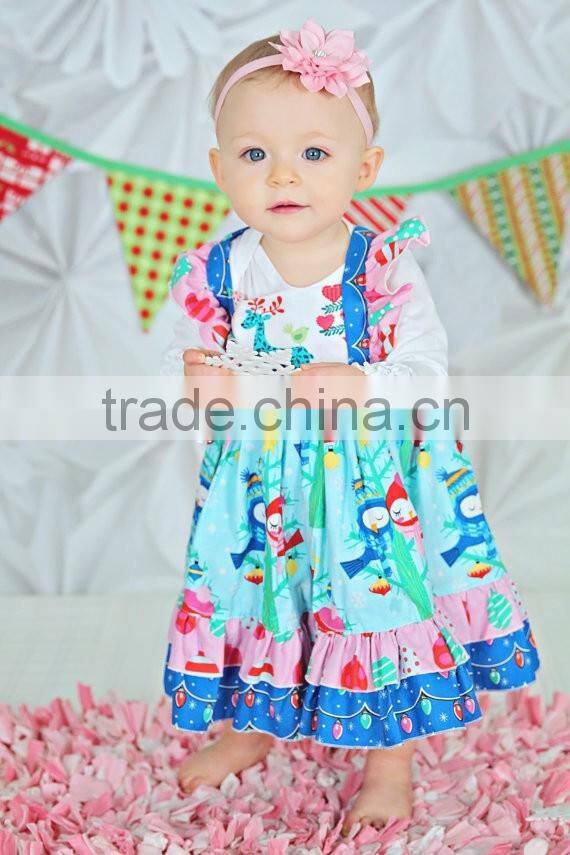 Baby Girl Christmas Dress Kids Reindeer Printed Flutter Sleeve Dress