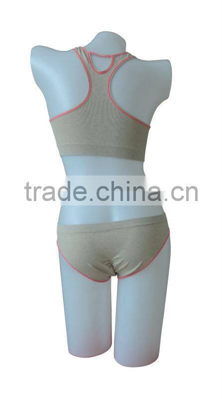 Hot sale pink nude seamless woman underwear ladies melange sport bra