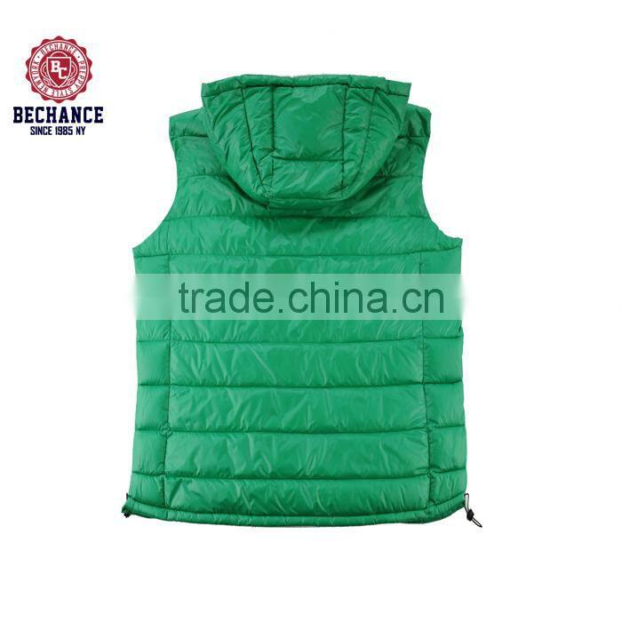 bright green real down with hood women vest