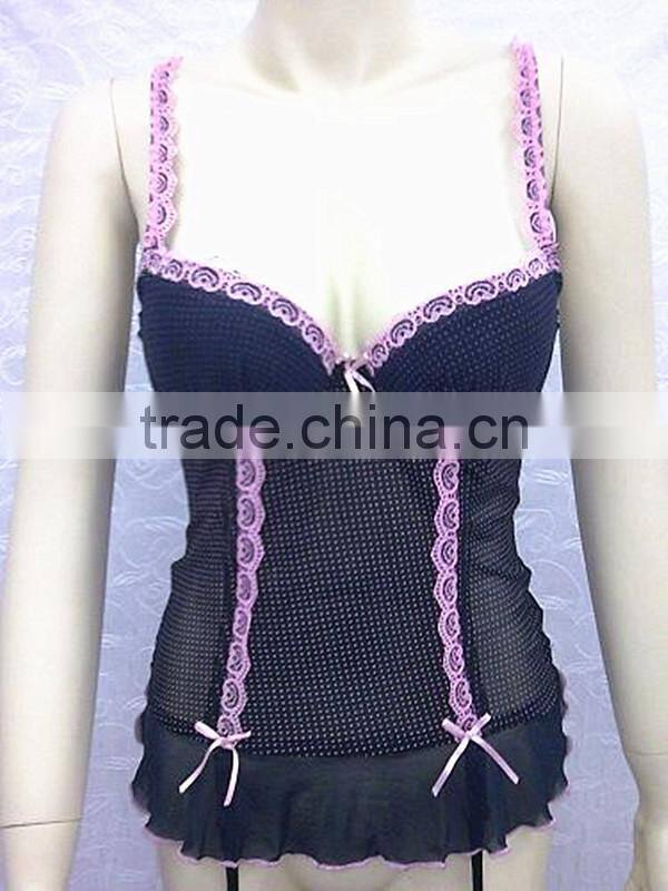 Ladies newest design transparent lace evening sexy big breast lingerie