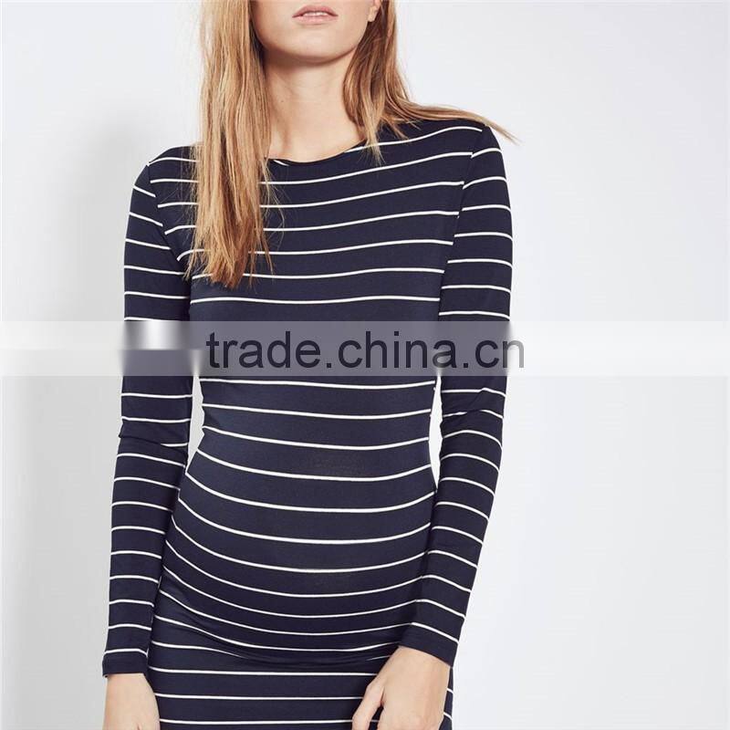 Hot long sleeves stripe pregnant women images bodycon maternity dresses