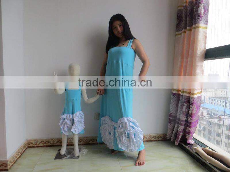 LY-099 custom summer princess fashion sleeveless dress mother and daughter maxi dress girl costume