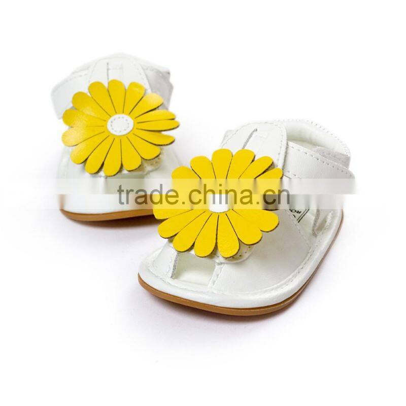 sum flower cute baby shoes, soft feel high quality PU leather baby sandals