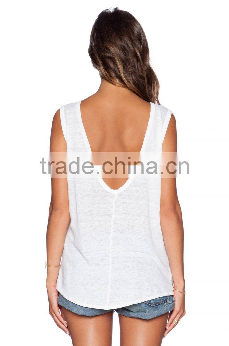 linen blend low back tank