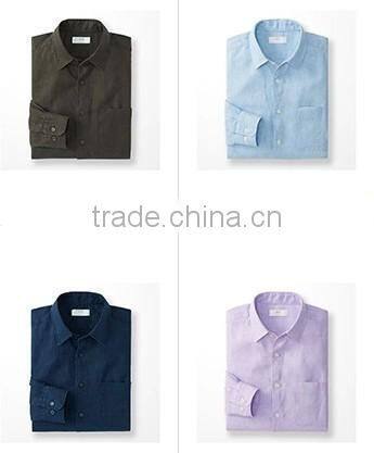 latest fashion formal left chest pocket men hemp linen shirt